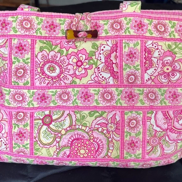 Vintage Vera Bradley pink and green small toggle tote bag - Picture 6 of 7